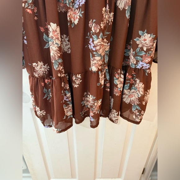 American Eagle long sleeve brown floral mini dress size xs - Picture 7 of 14